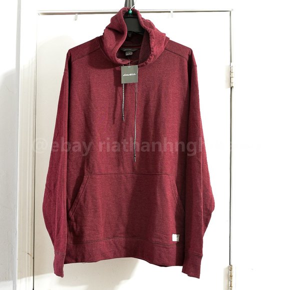 Eddie Bauer Camp Fleece Pullover Hoodie RED - Picture 2 of 8